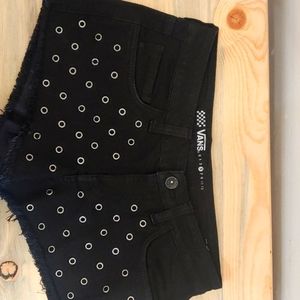 VANS Denim Shorts Black With Grommeted Stretch